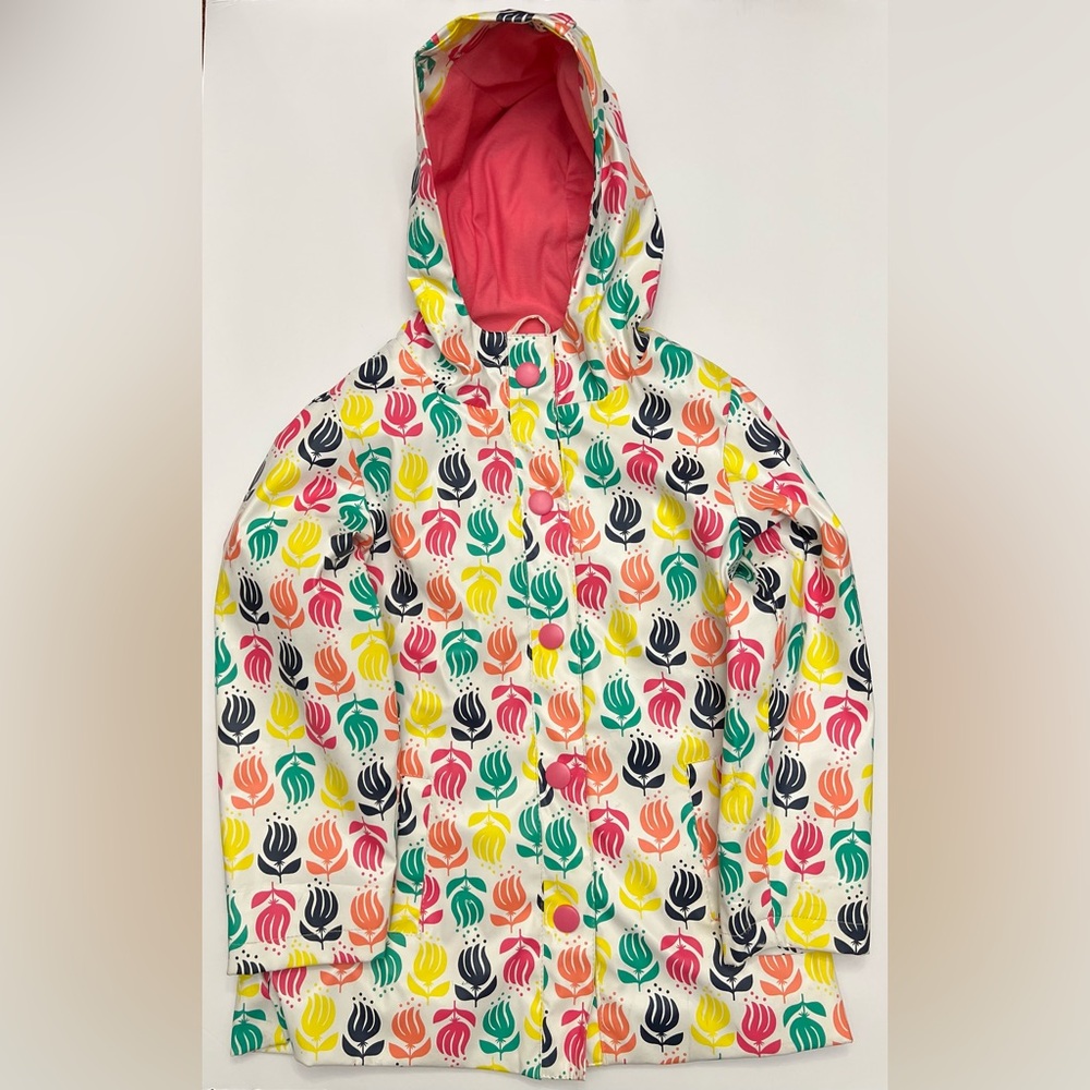 Cherokee Kids Raincoat - White with Pink, Yellow, Green, Navy, Coral Pattern 3t